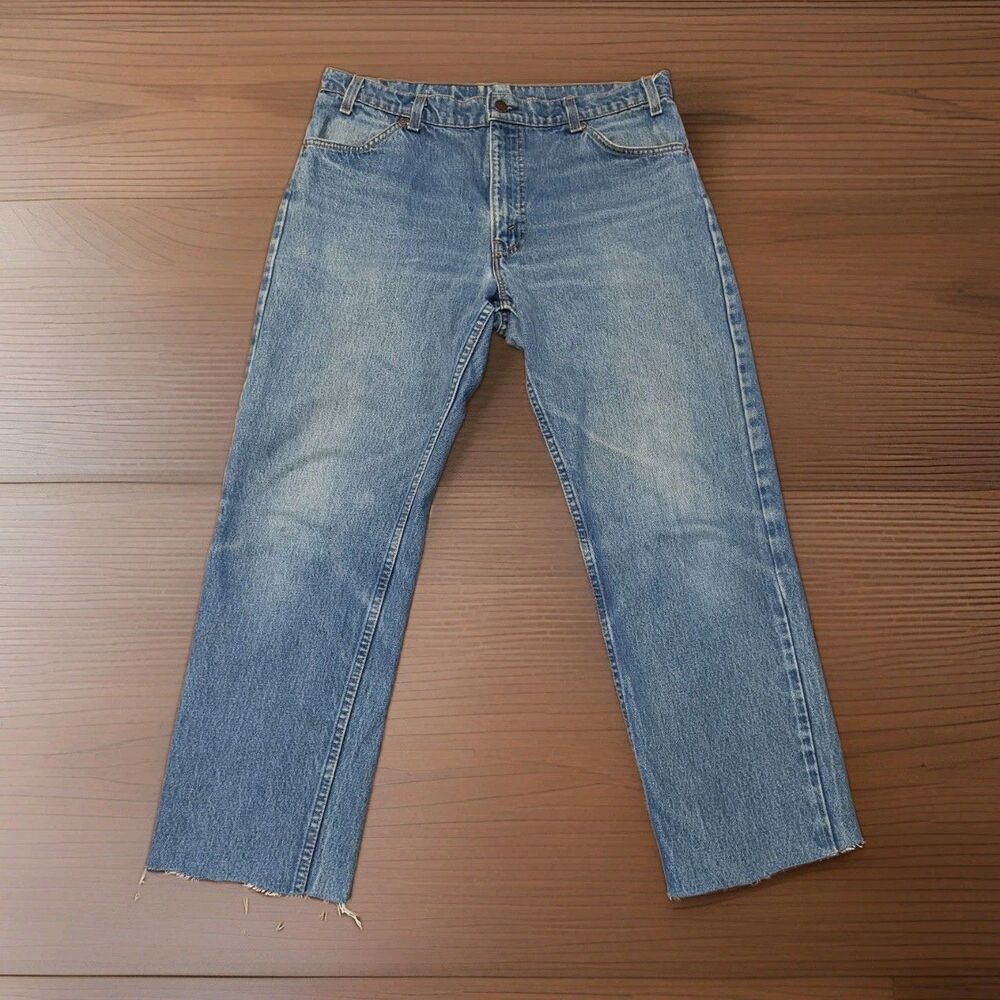 Vintage 1992 Levi’s 506 Orange Tab Jeans USA Made 34.5x27.5 Raw Hem Mid Wash 90s